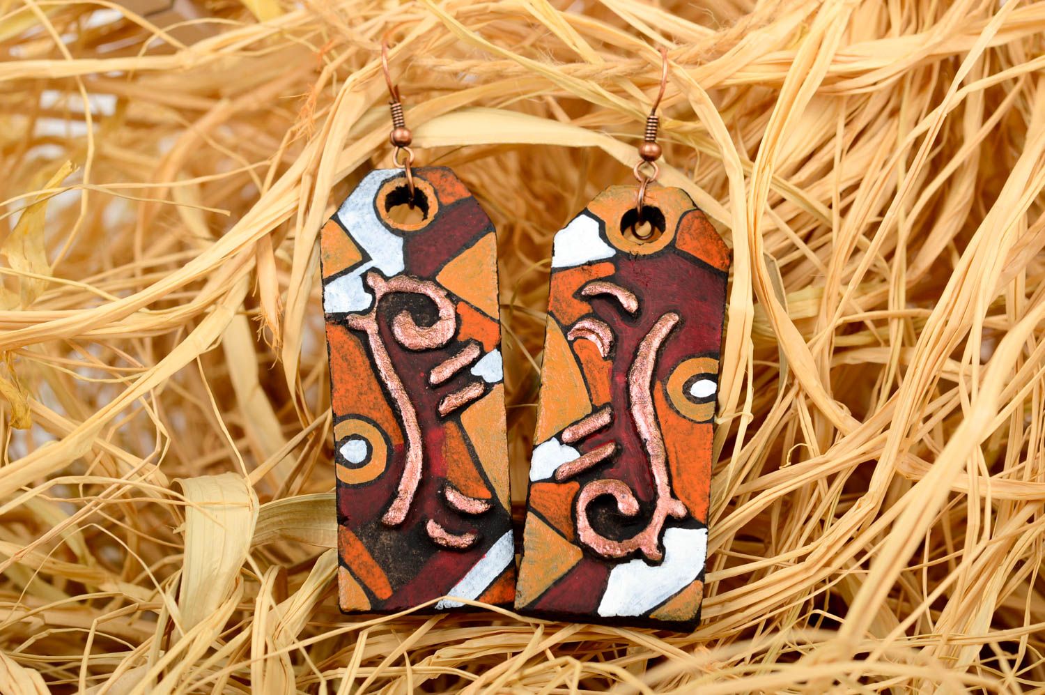 Handmade Modeschmuck Ohrringe aus Ton Designer Schmuck Accessoire für Frauen foto 1