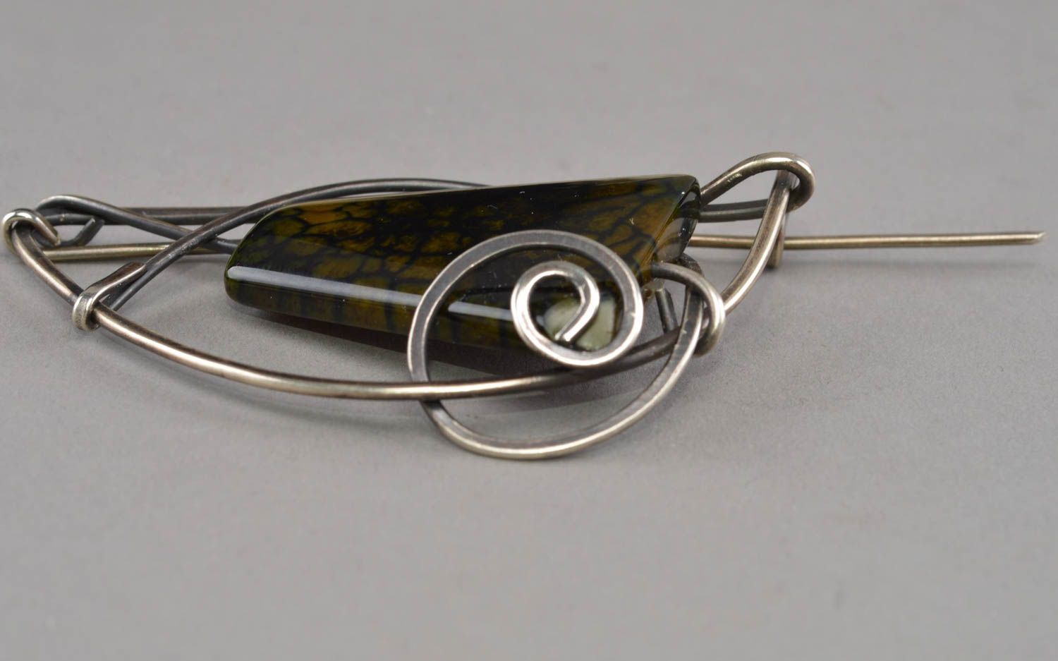 Handmade metal brooch pin designer jewelry gift idea for women  photo 5