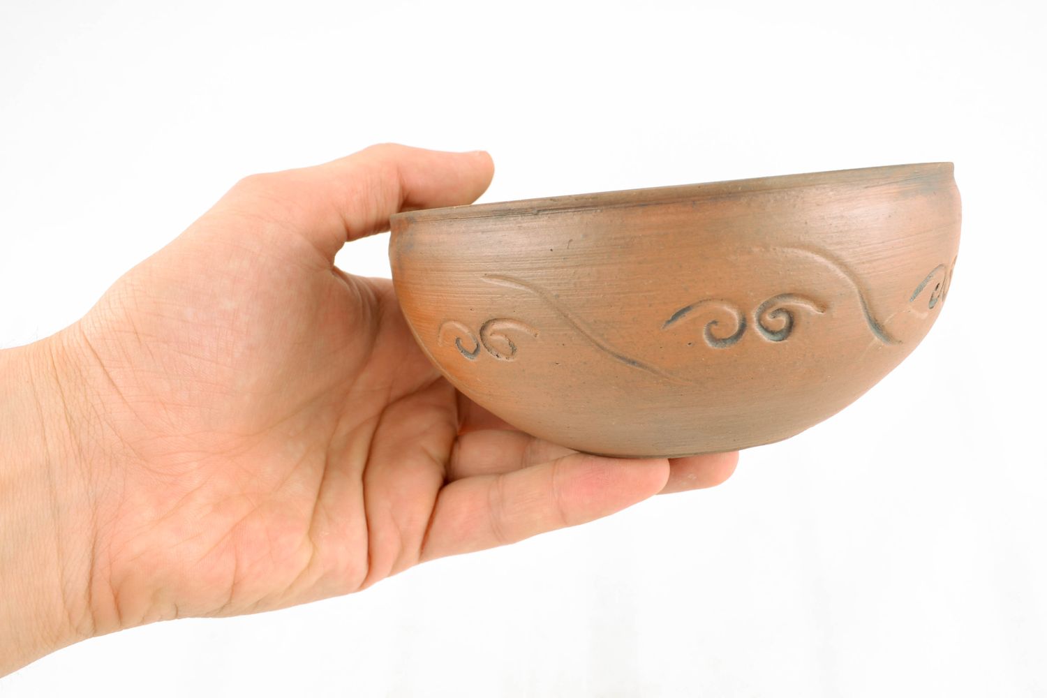Ornamented clay bowl kilned with milk 0,6 l photo 2