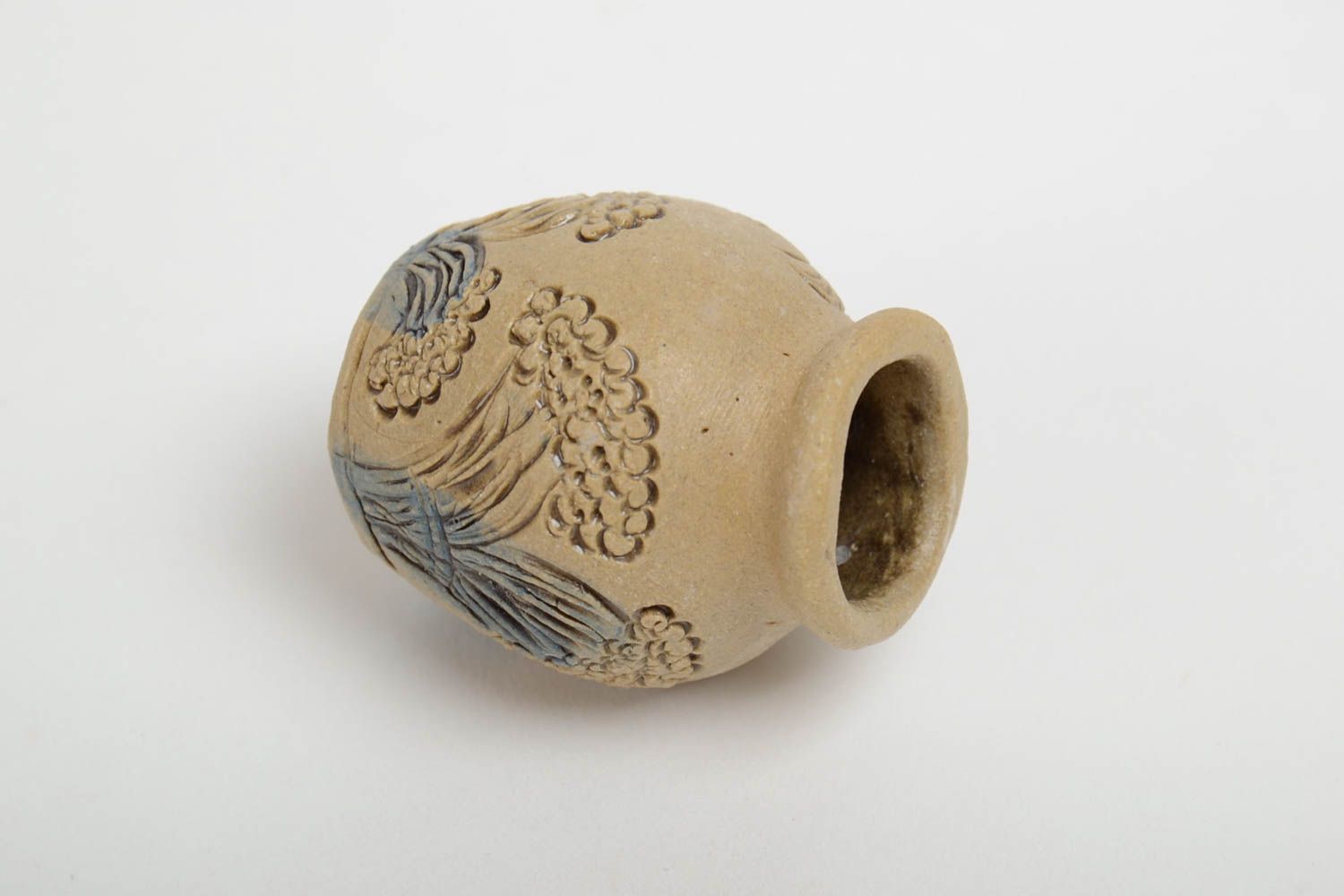 Крошечный глиняный кувшин для декора ручной работы красивый оригинальный фото 3