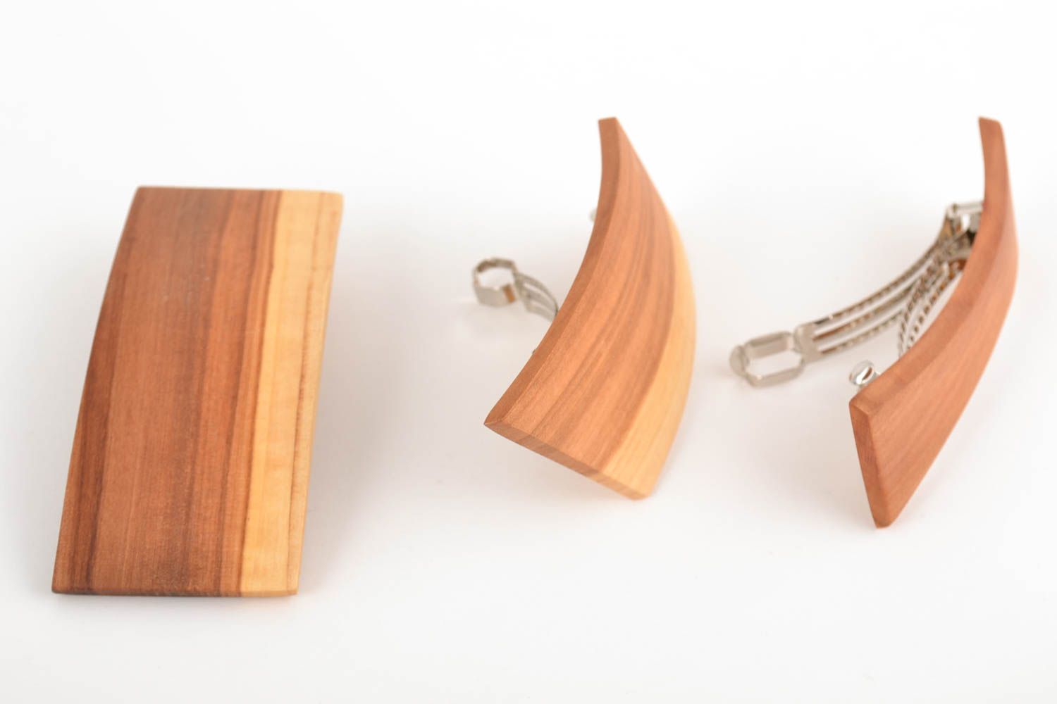 Schönes natürliches Designer Holz Haarspangen Set handmade 3 Stück für Damen foto 4
