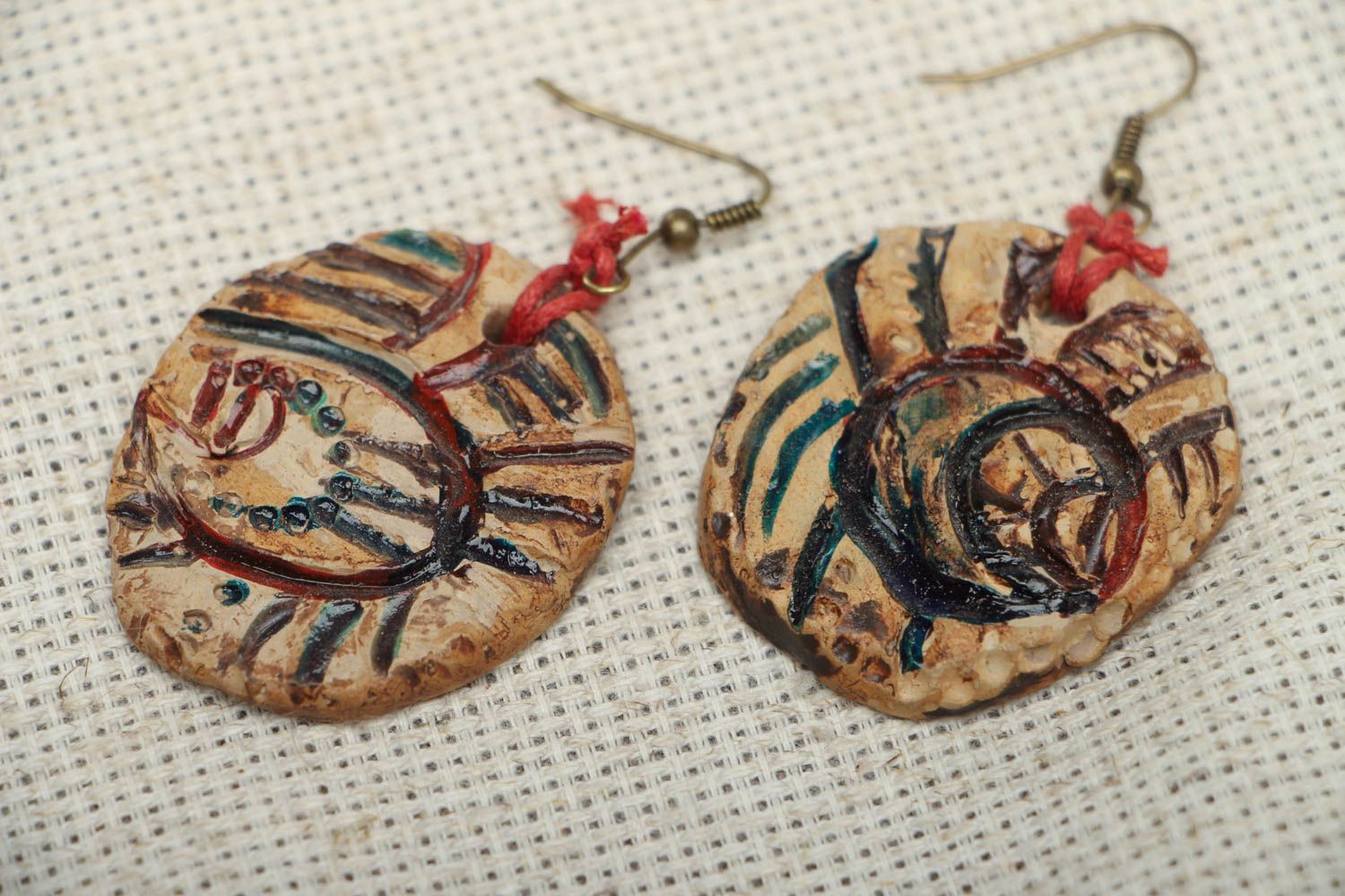 Clay earrings in ethnic style photo 1