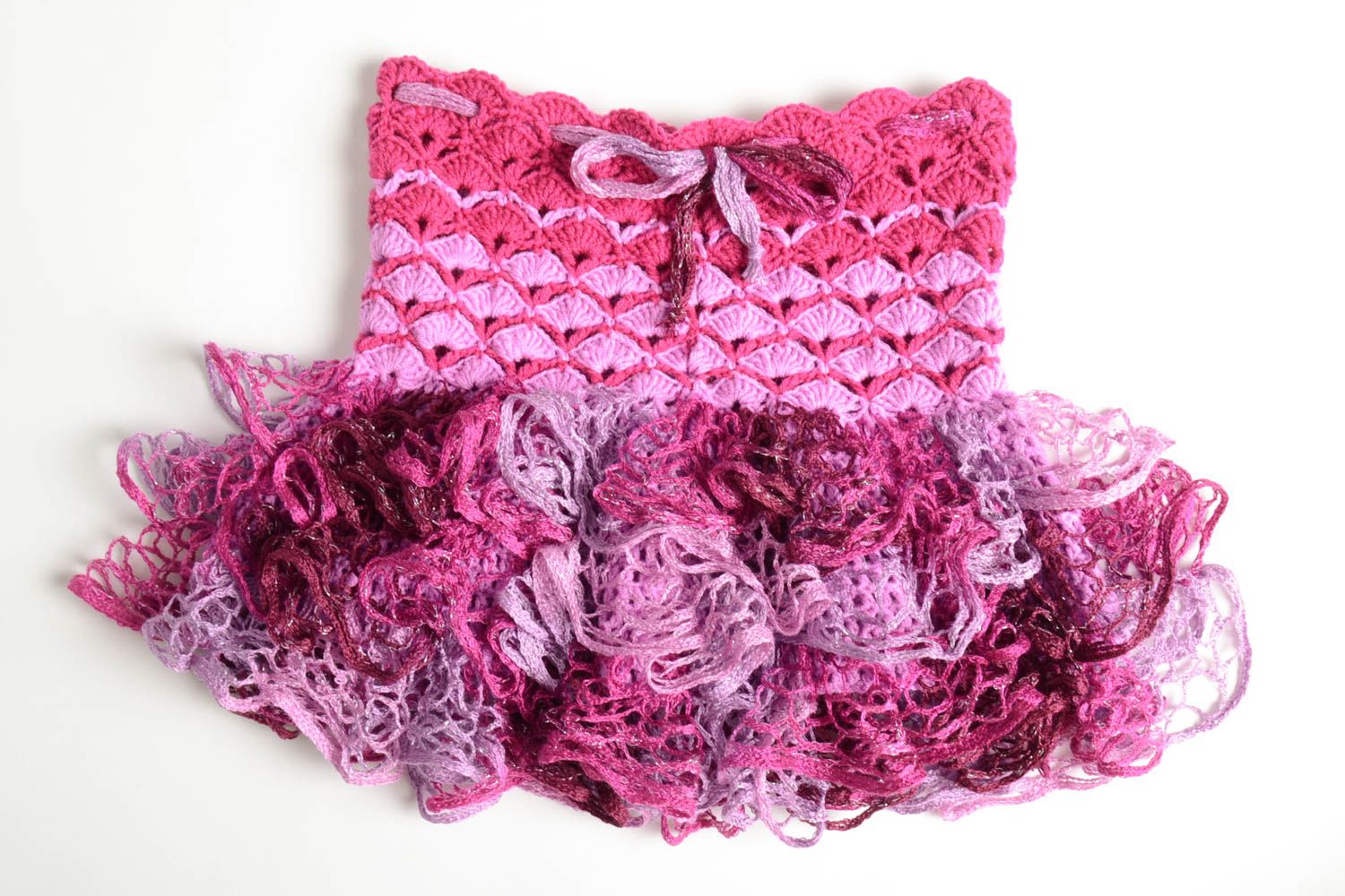 Jupe fille fait main Jupe tricot au crochet design rose violet Vêtement fille photo 1