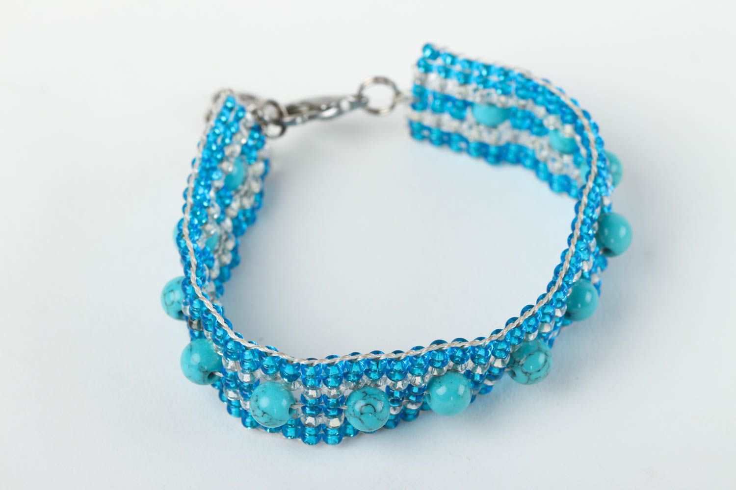 Bracelet perles de rocaille Bijoux fait main pierre turquoise Cadeau femme photo 3