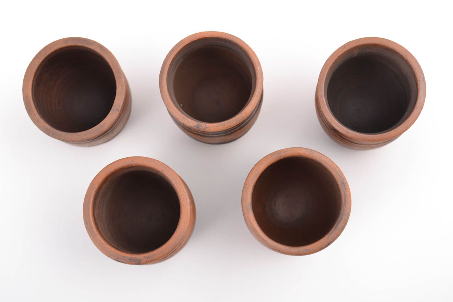 Unusual design handmade ceramic shot glasses set 5 pieces 50 ml each photo 3