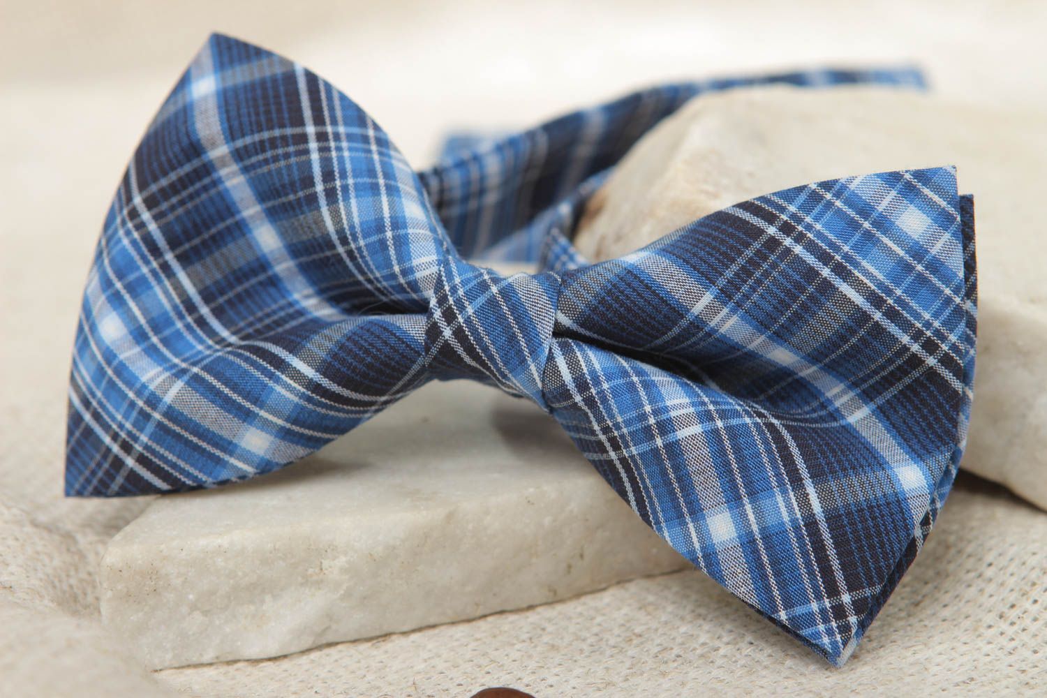 Checkered fabric bow tie photo 5