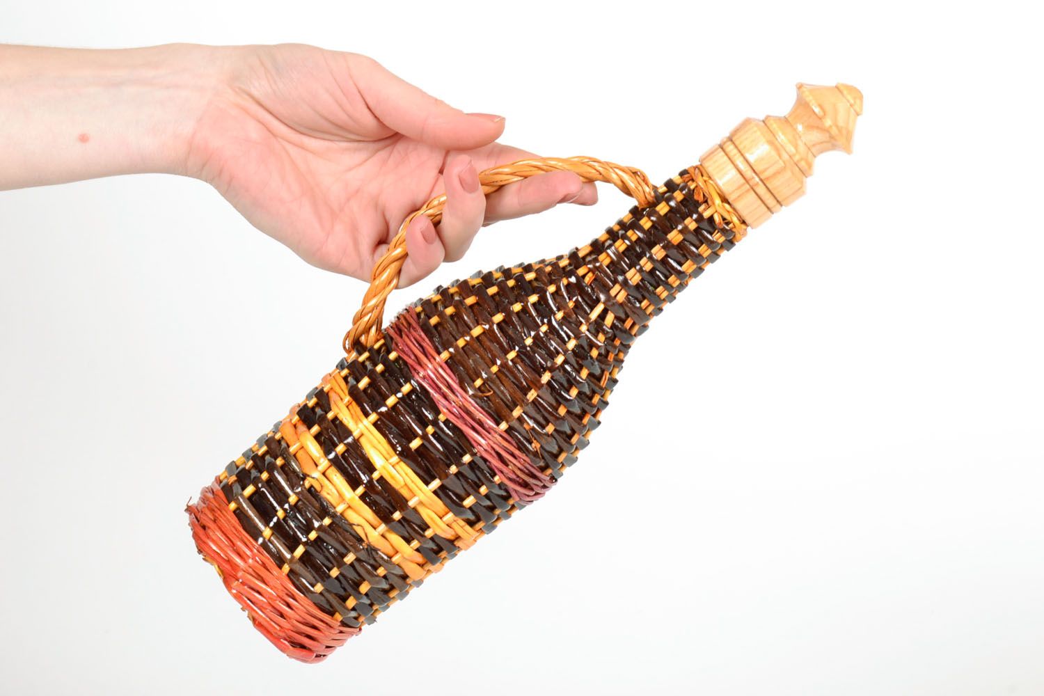 Decorative bottle braided with willow switch photo 5