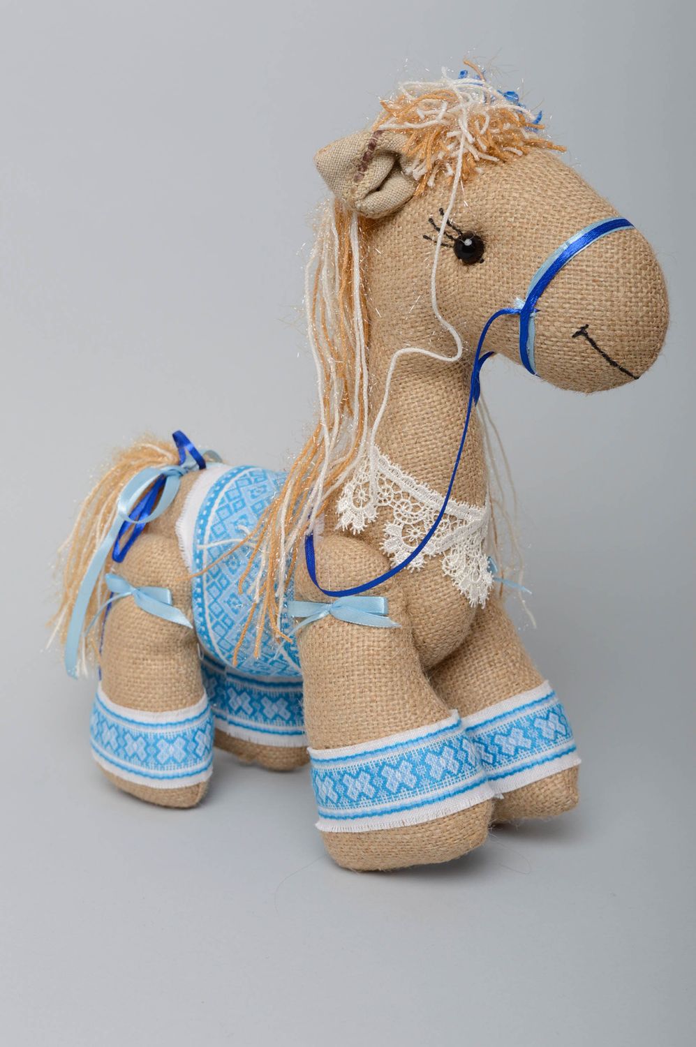 Handmade burlap toy Horse photo 1