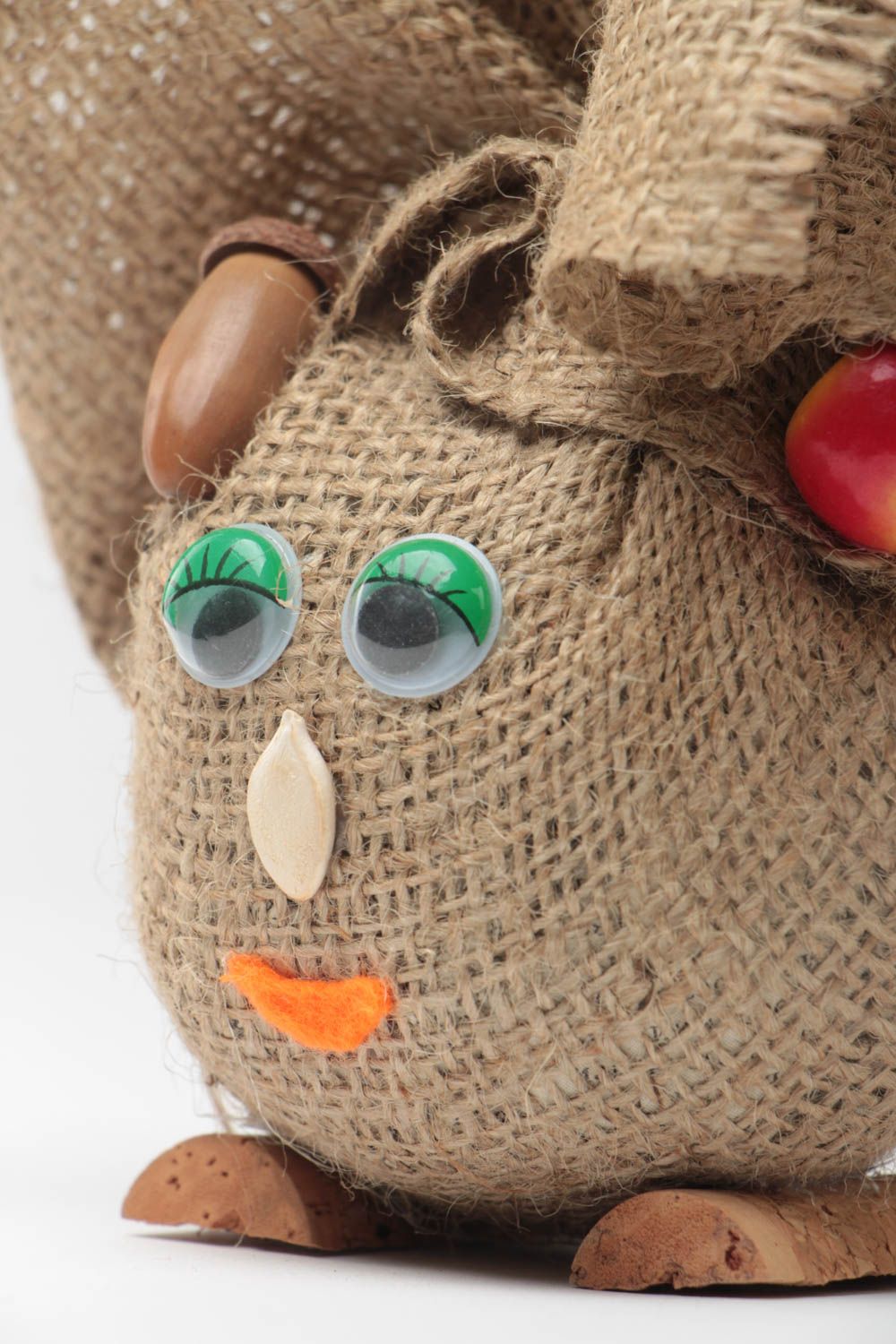 Текстильная кукла домовенок ручной работы из мешковины оберег для дома фото 3