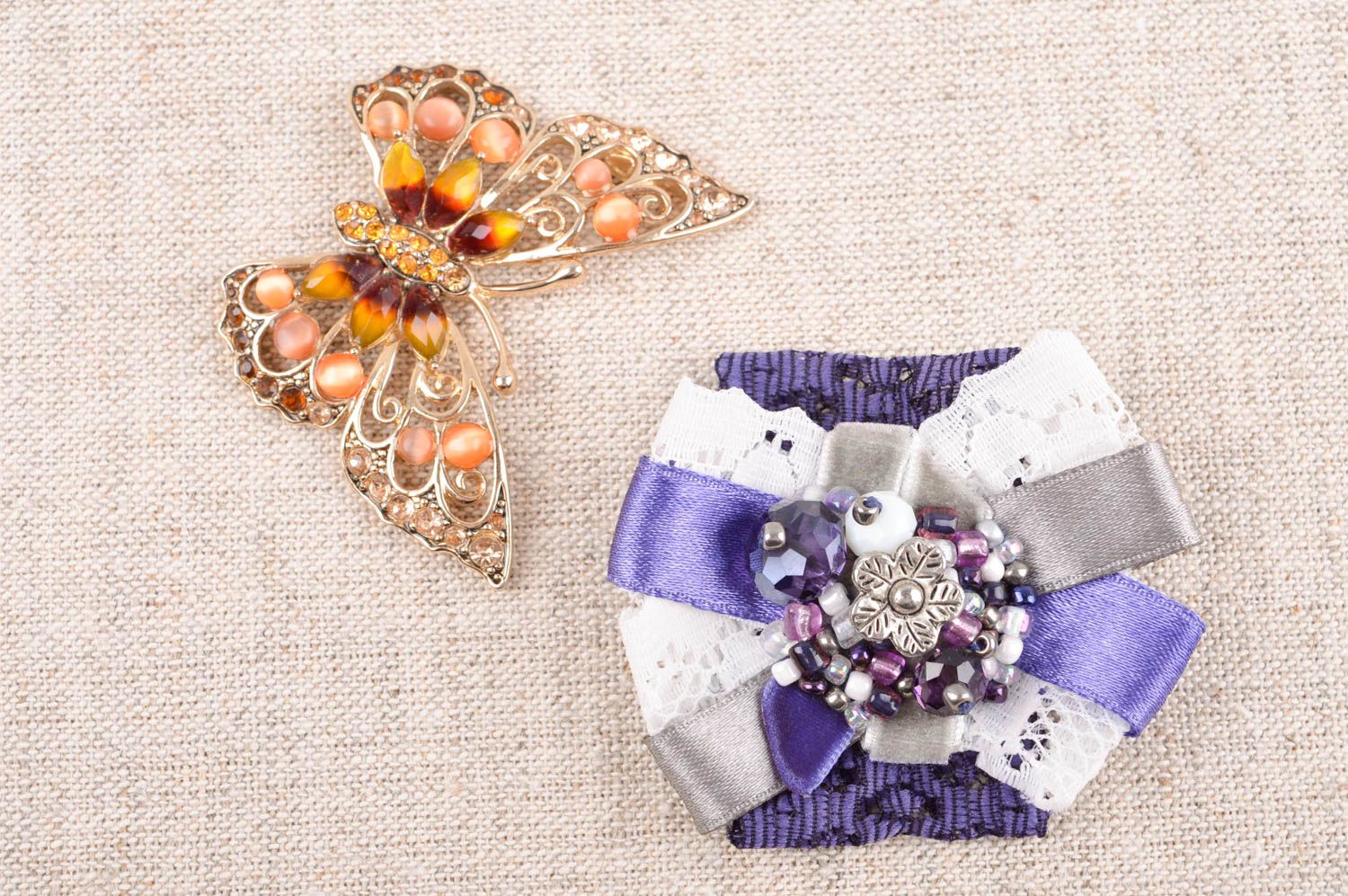 Handcrafted jewelry ribbon brooch violet flower brooch gifts for girls photo 1