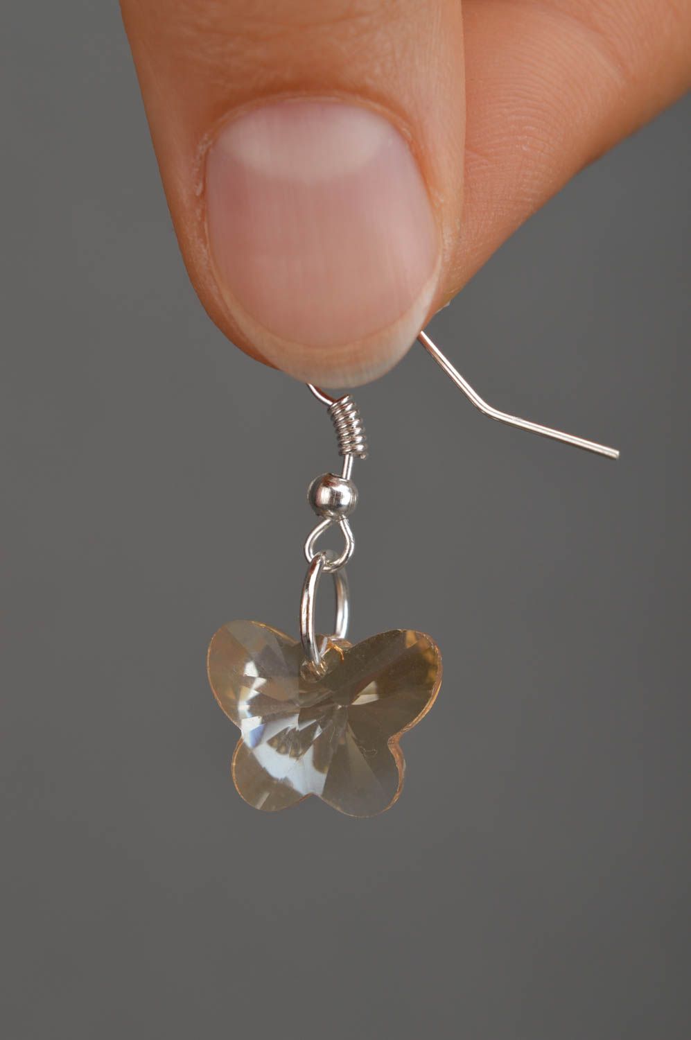 Ohrringe aus Glas handmade Schmetterling Ohrringe Modeschmuck Ohrhänger  foto 4