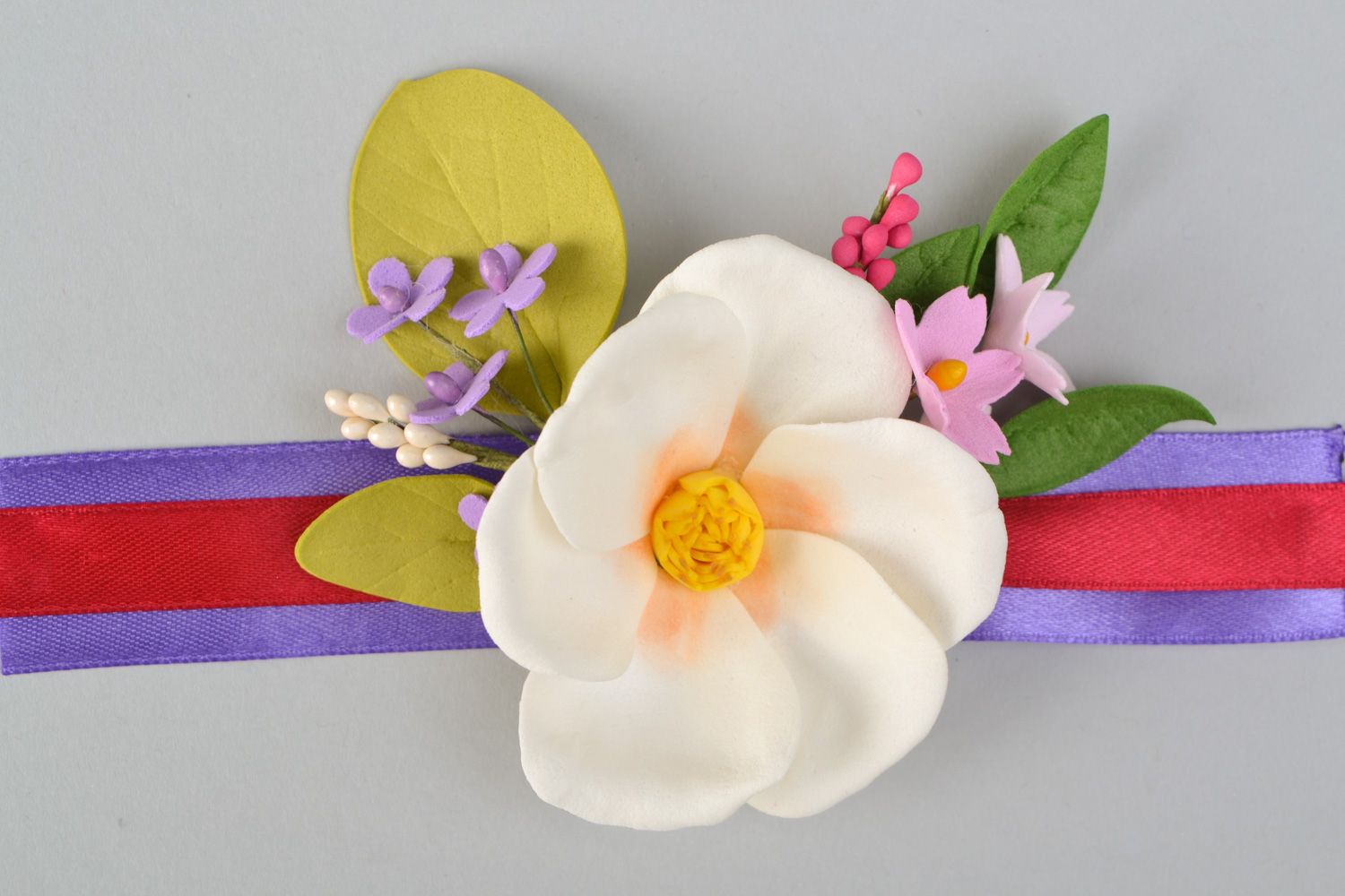Pulsera para dama de honor con flores artificiales hechas a mano de fom bonita foto 5