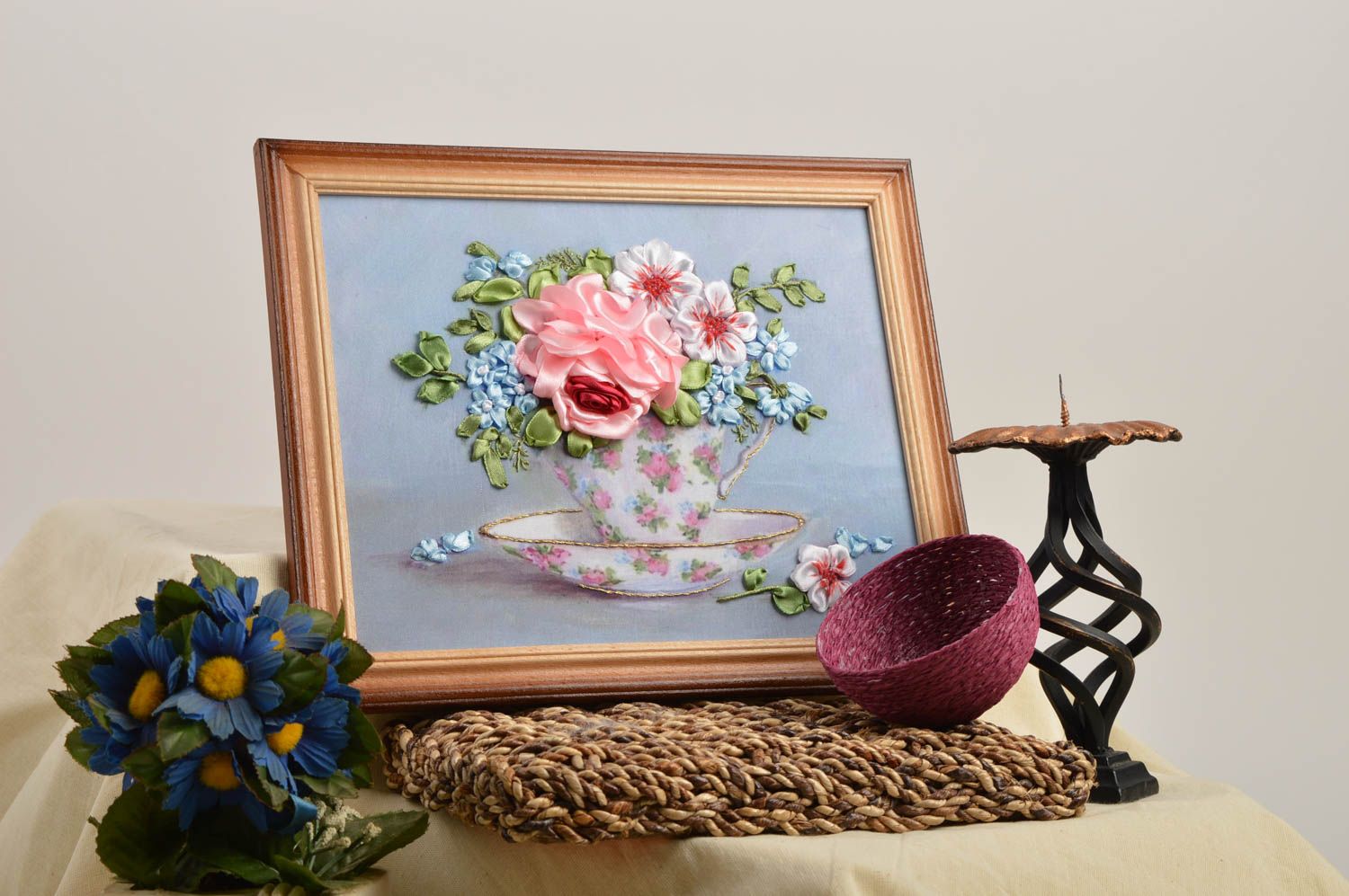 Handmade designer cute picture beautiful embroidered picture the living room photo 1