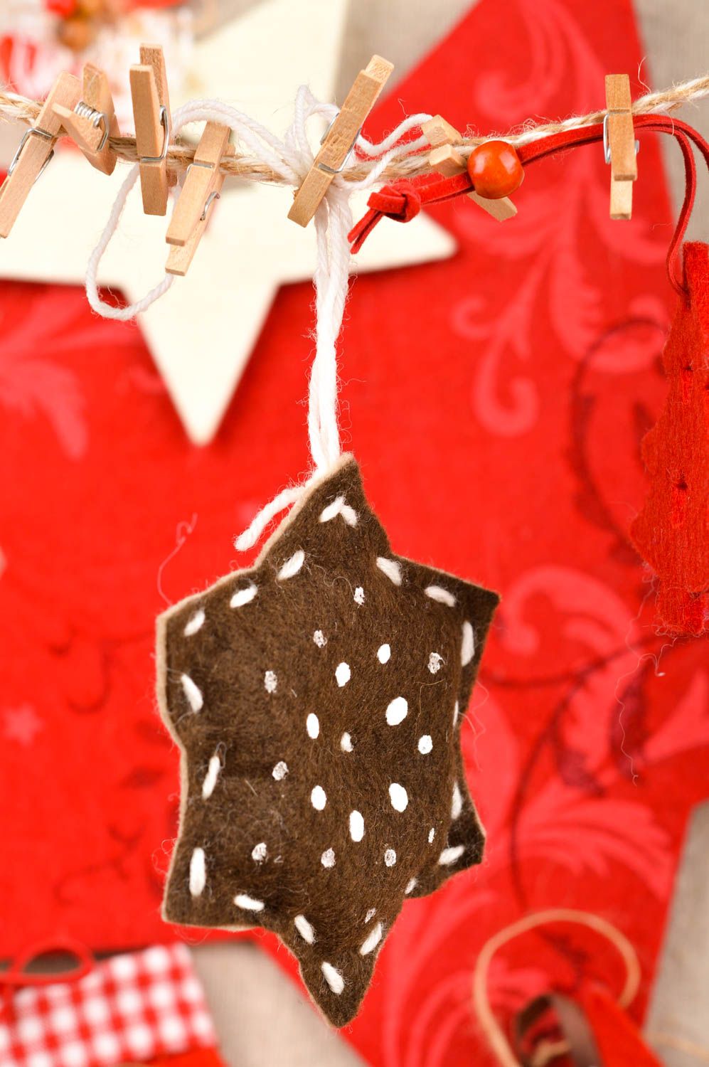 Игрушка на елку ручная работа звездочка декор для дома новогоднее украшение фото 1