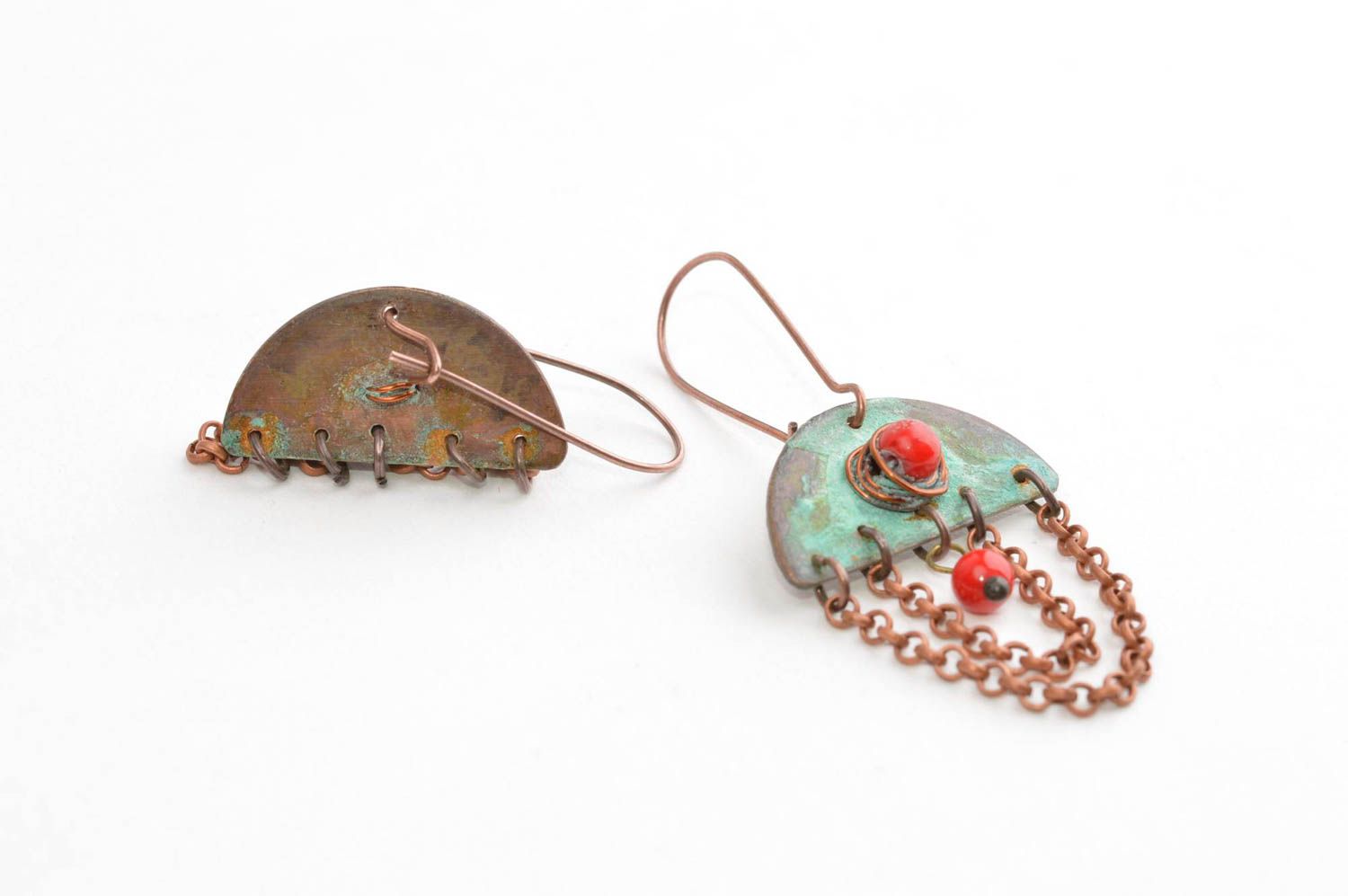 Handmade accessory copper earrings designer earrings unusual gift ideas photo 4