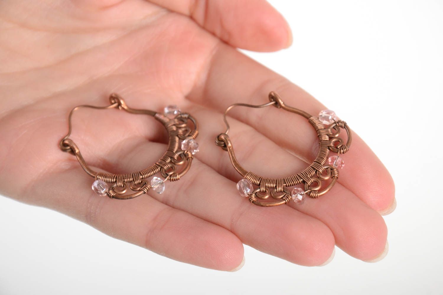 Metall Ohrringe handgemachter Schmuck Ohrringe für Damen schön elegant aus Draht foto 2