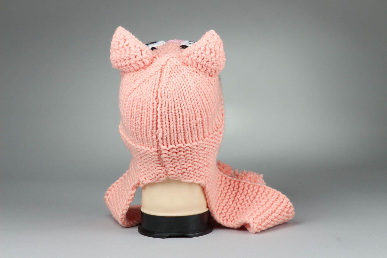 Gorro tricotado Gato cor rosa foto 3