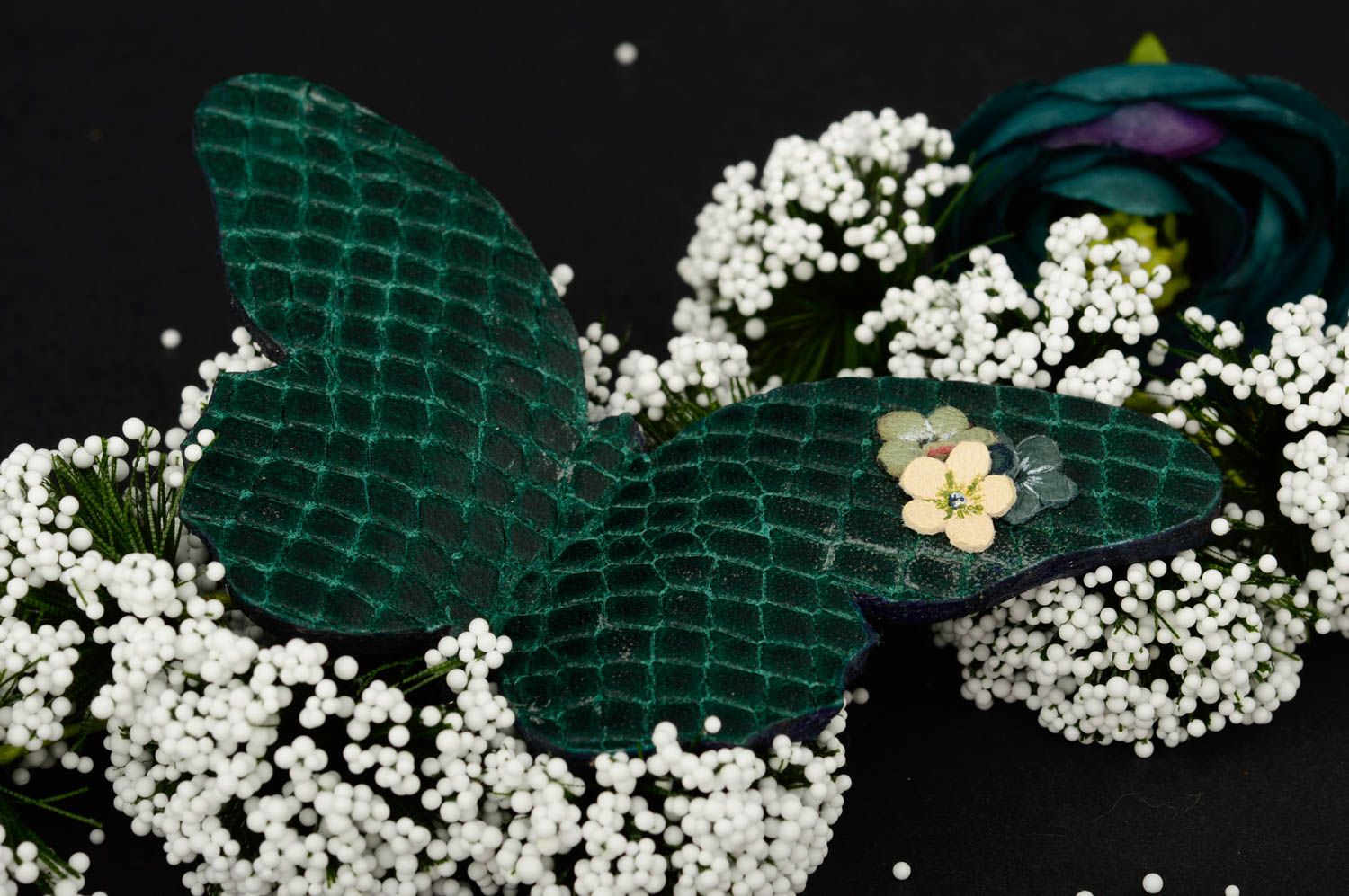 Broche hecho a mano bisutería fina accesorio para mujer de moda Mariposa verde foto 1