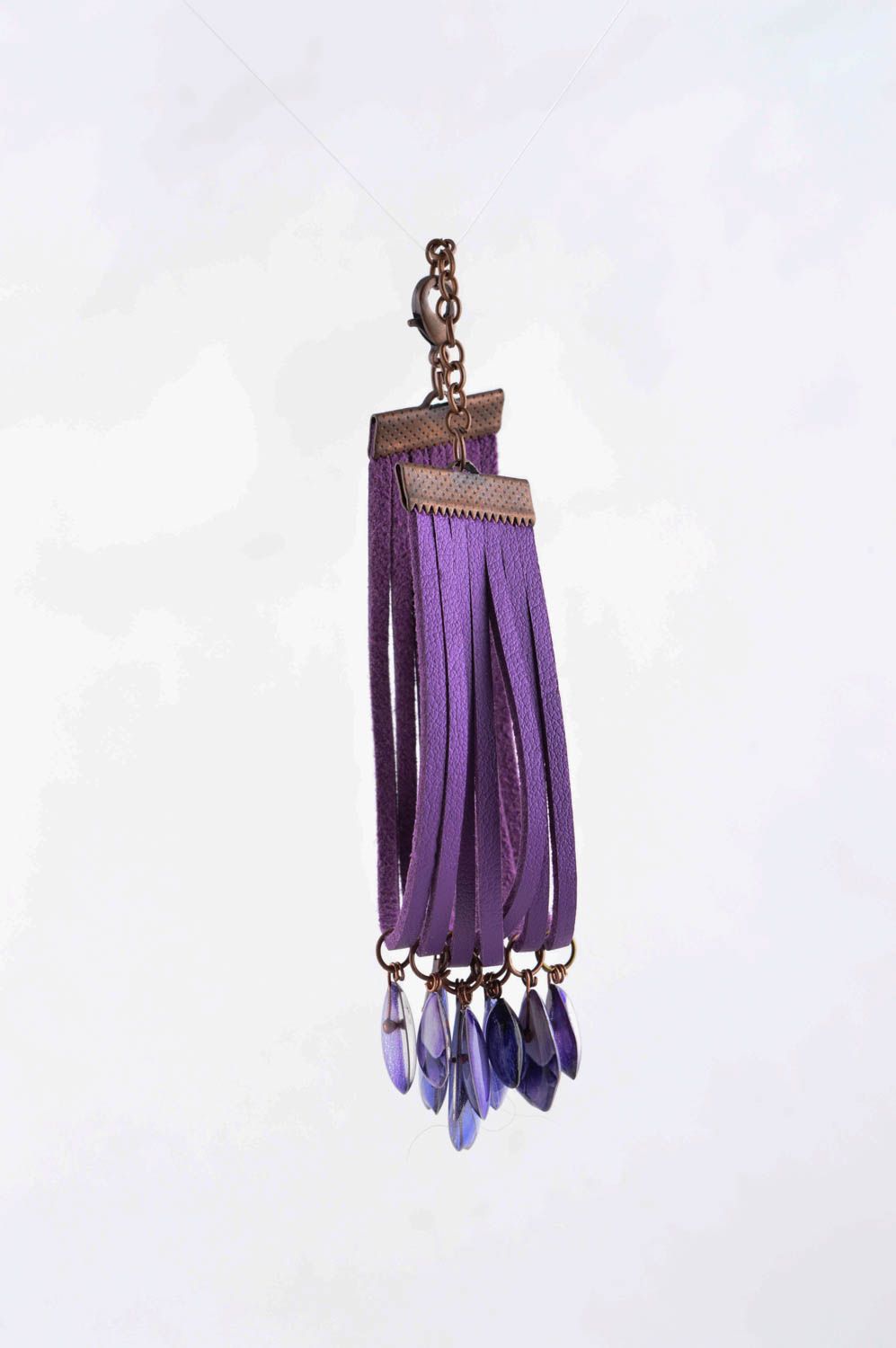 Bracelet cuir fait main Bijou fantaisie violet Accessoire pour femme  photo 5
