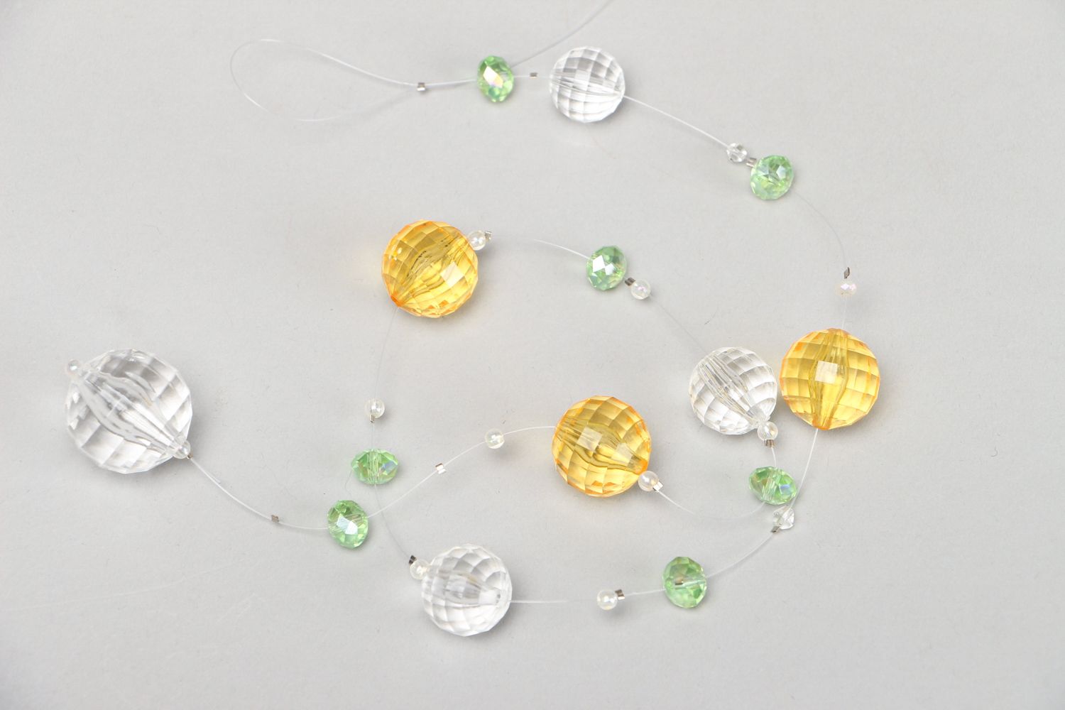 Collier original de créateur luxueux perles en verre et cristal fait main photo 1