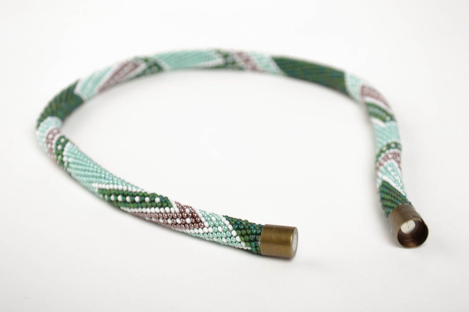 Handmade Halskette für Frauen Rocailles Kette Frauen Accessoire Grün mit Muster foto 2