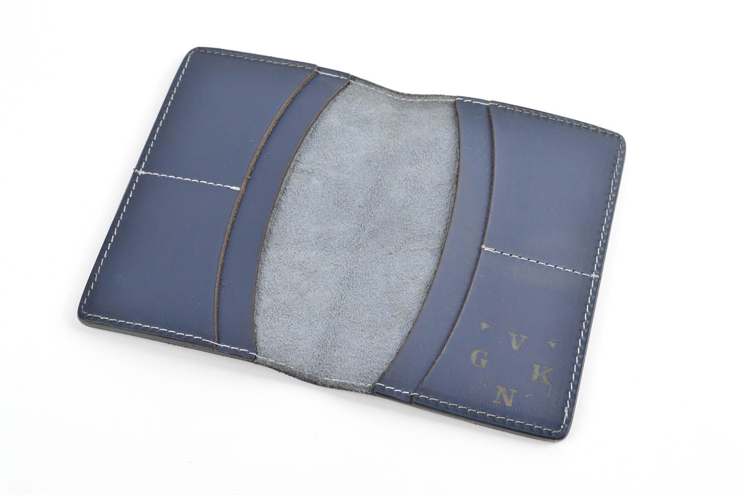 Обложка на паспорт ручной работы синяя необычный подарок кожаный аксессуар фото 2