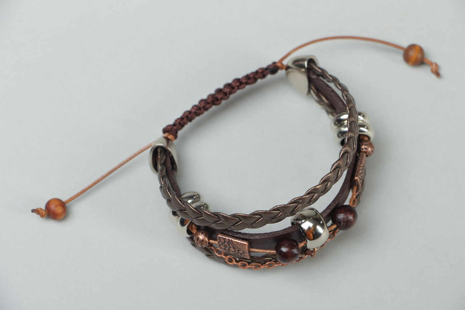 Handmade genuine leather bracelet Viper photo 1