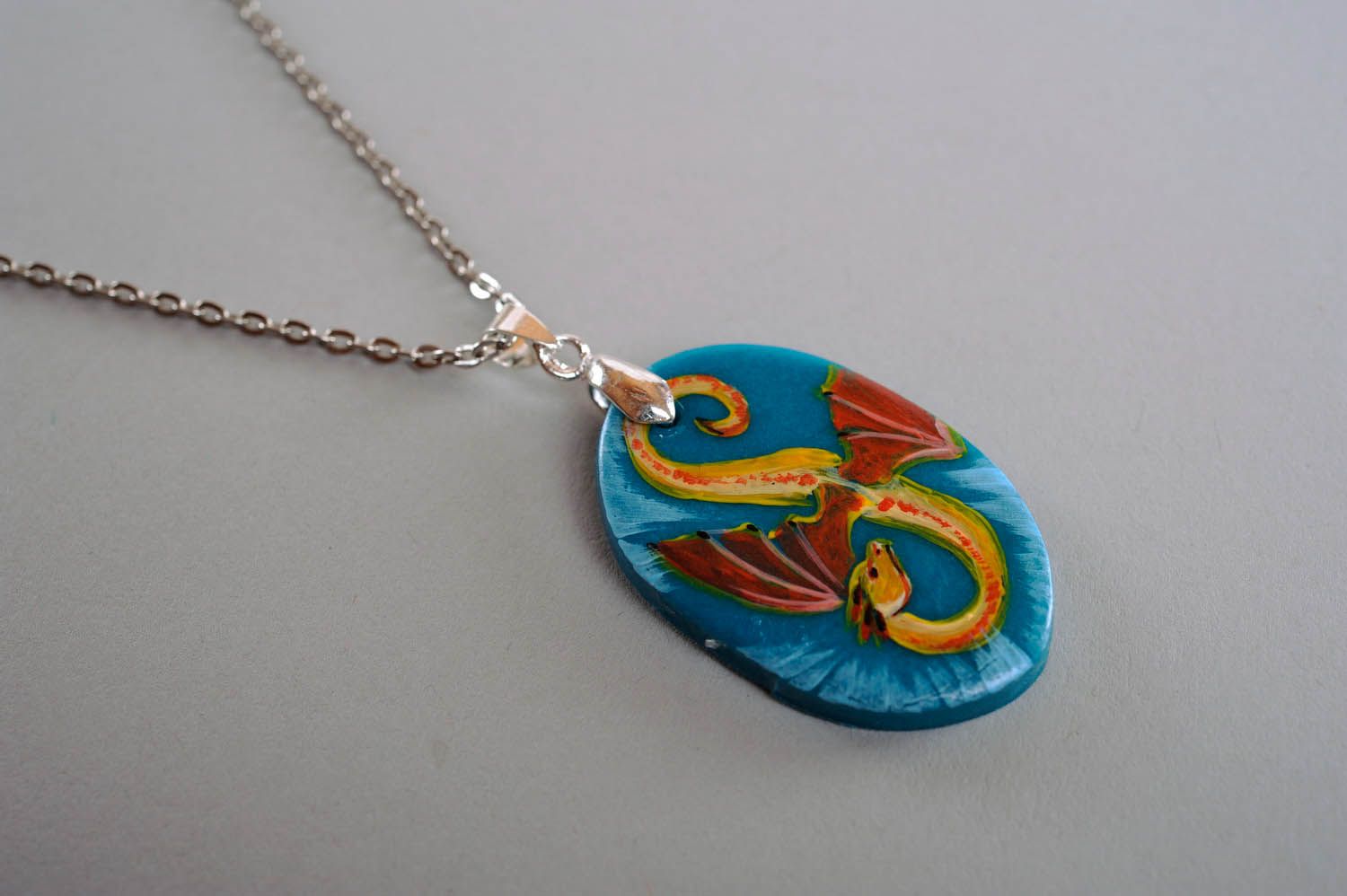 Pendant made ​​of polymer clay Flying Dragon photo 2