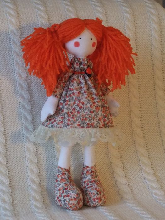 Авторская кукла рыжая тканевая ручной работы красивая для дома и детей милая фото 3