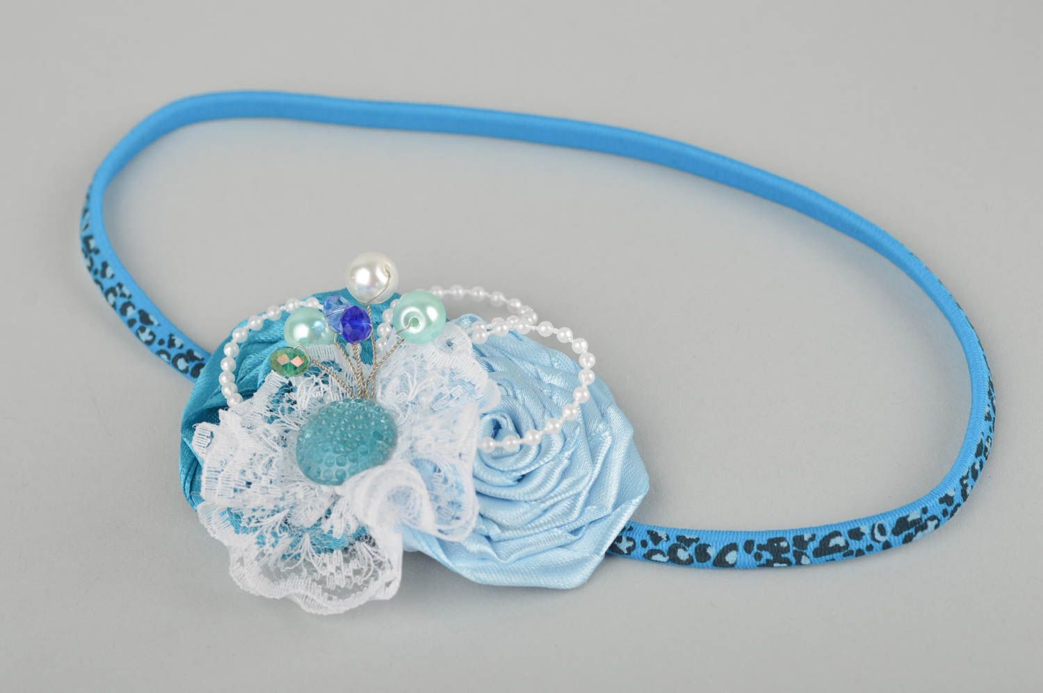 Stilvoller Haargummi handmade Schmuck schön Blumen Haargummi in Blau stilvoll foto 3