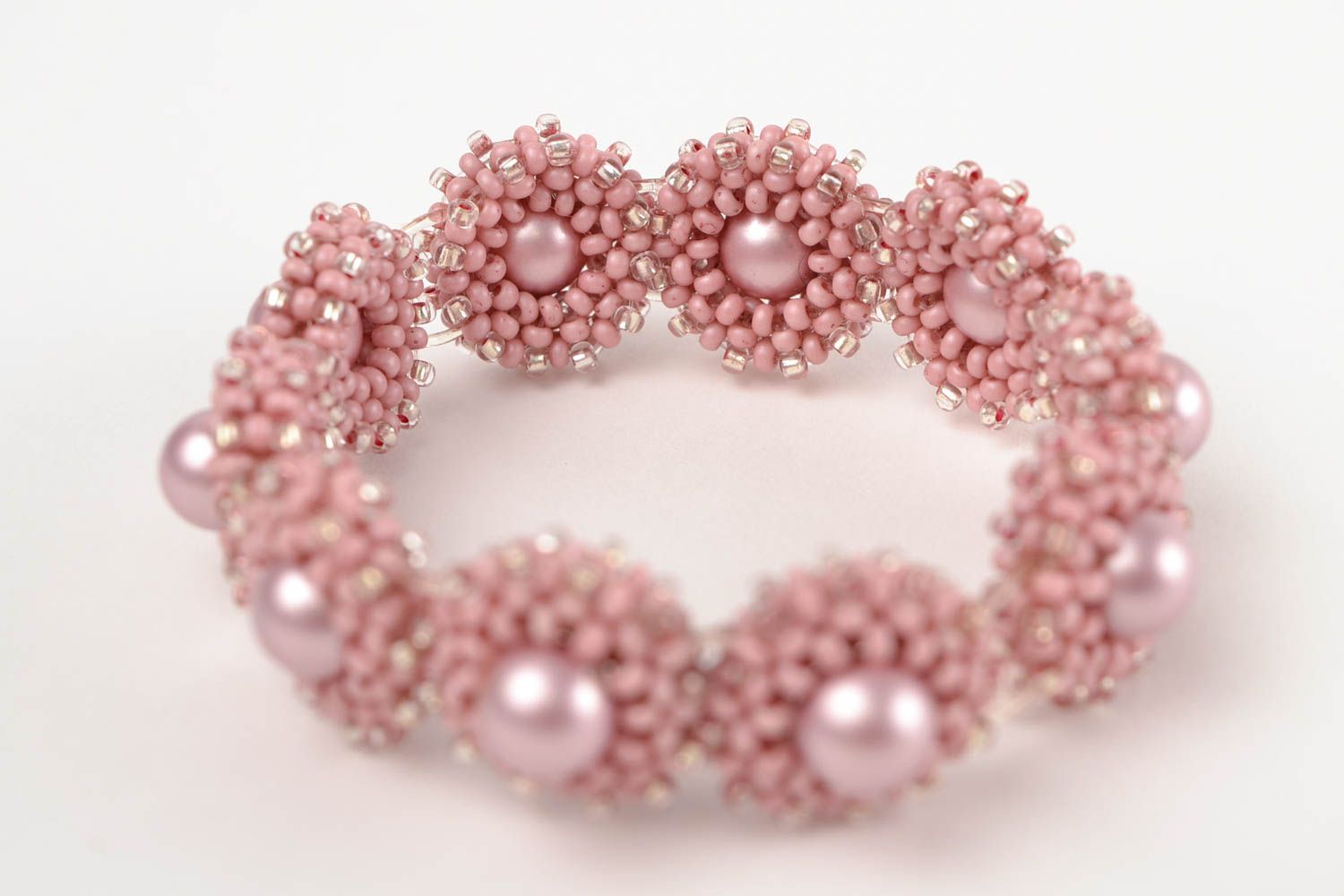 Bracelet en perles de rocaille Bijou fait main rose Accessoire femme original photo 5
