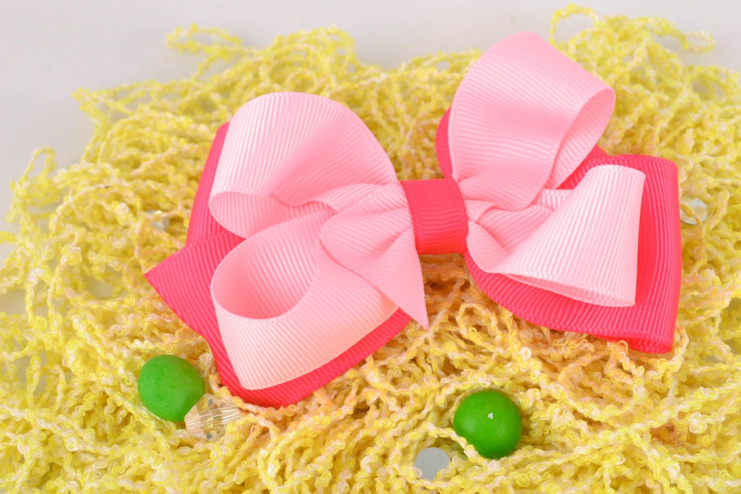 Pink bow for handmade hair clip photo 1
