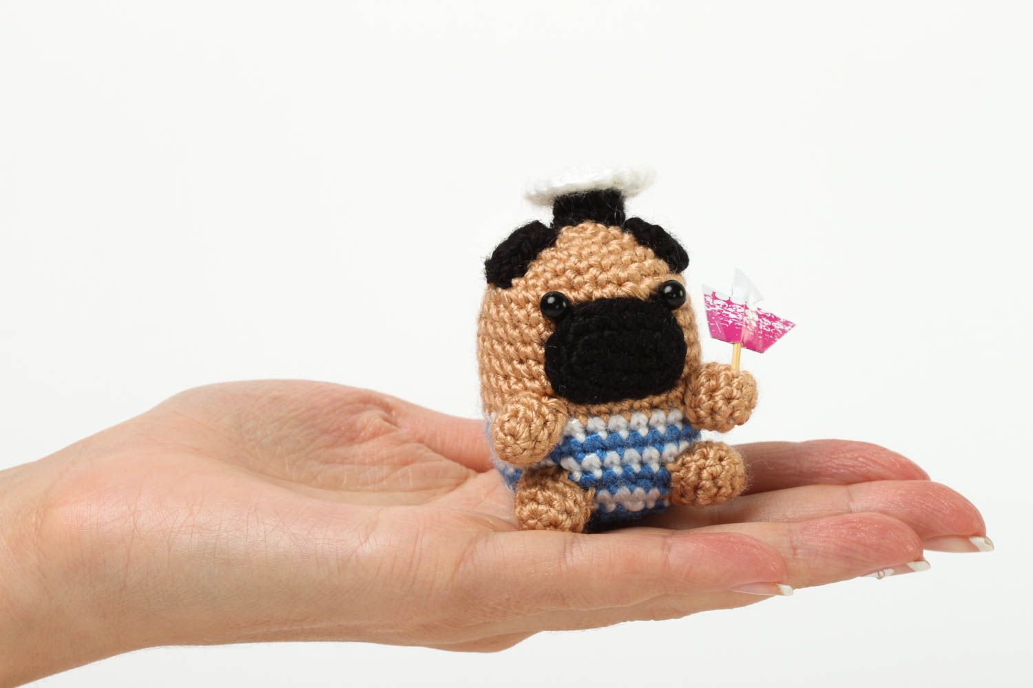 Jouet carlin Peluche faite main tricoté de style marin Cadeau enfant chien photo 5