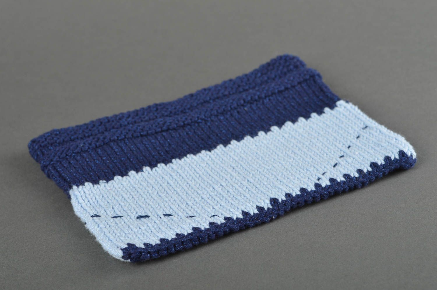 Вязаная шапка ручной работы шапка для мальчиков зимняя шапка синяя Кот фото 4