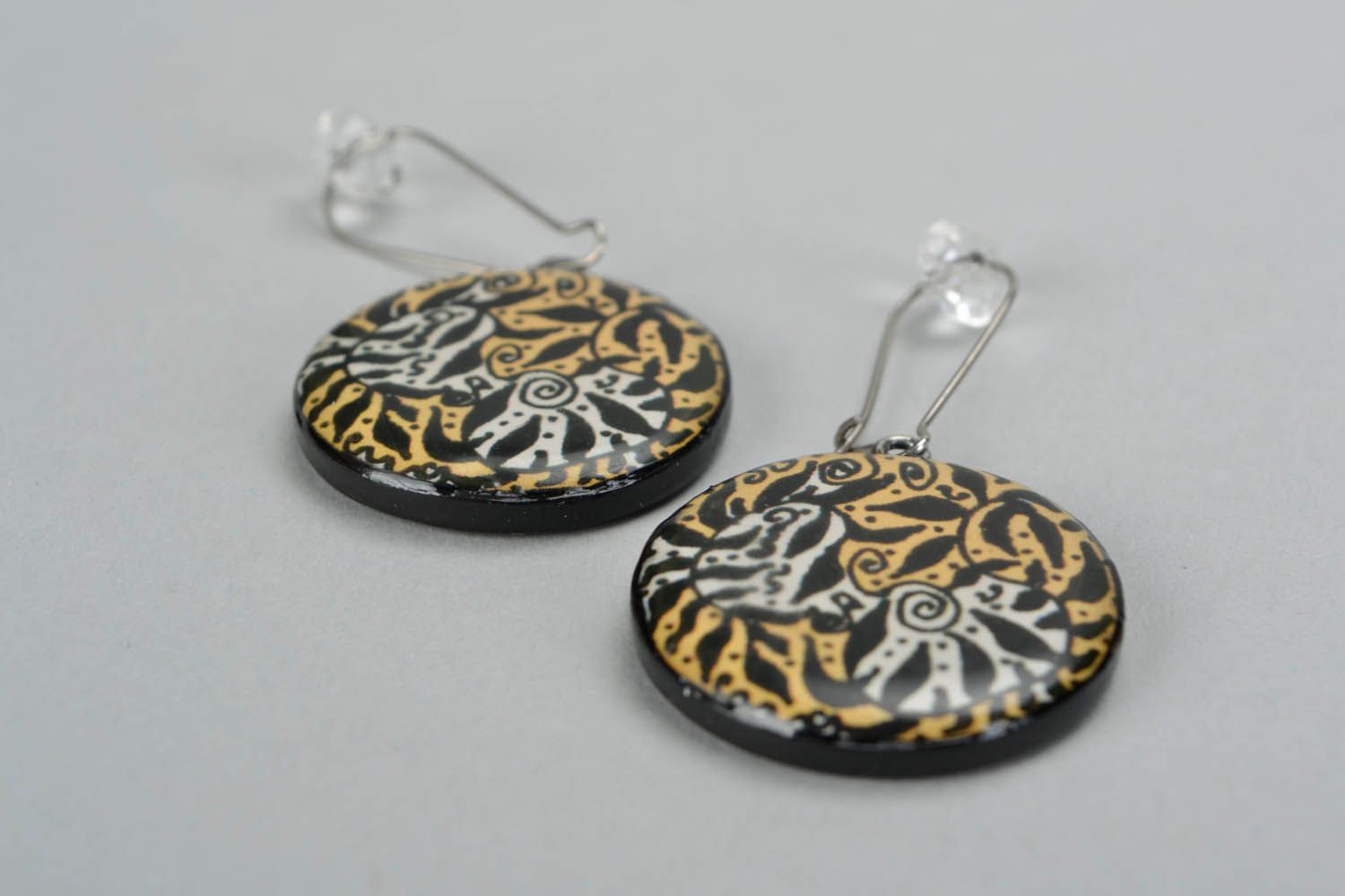 Polymer clay earrings with African motifs photo 4