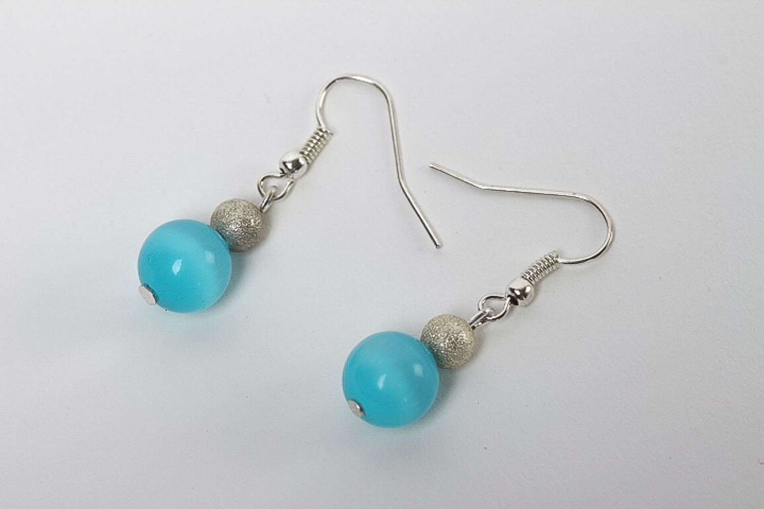 Dangling earrings ball earrings handcrafted jewelry fashion accessories photo 2