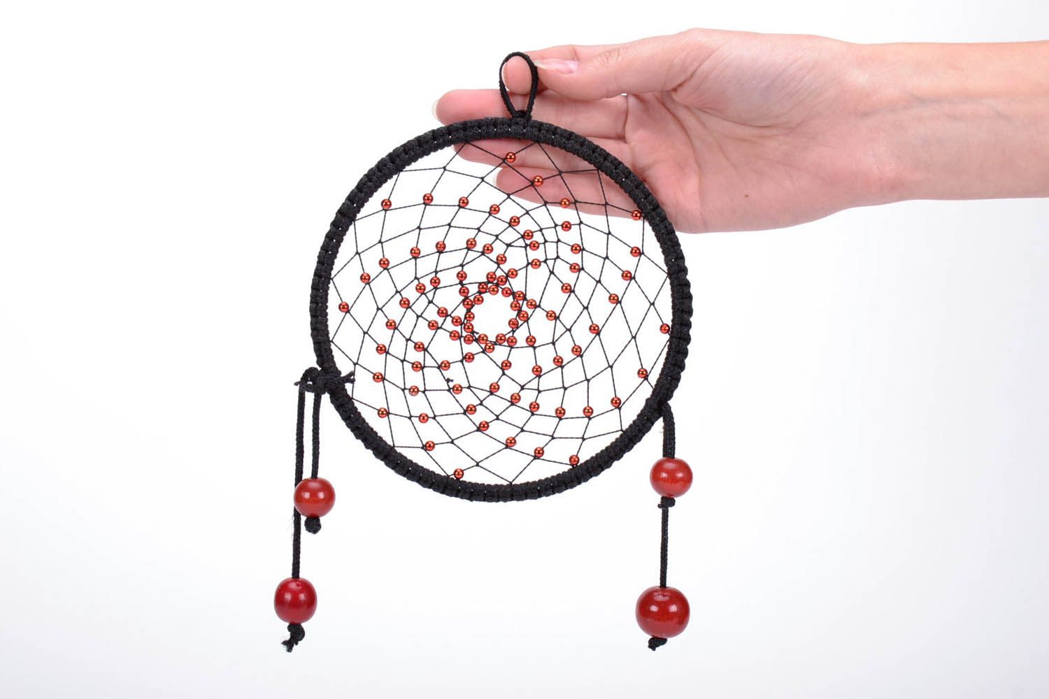 Dreamcatcher with wooden beads photo 5