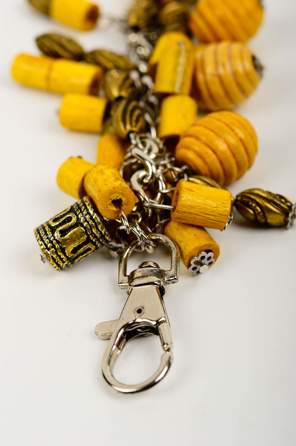 Porte-clés jaune Accessoire design fait main pierres naturelles Cadeau original photo 5