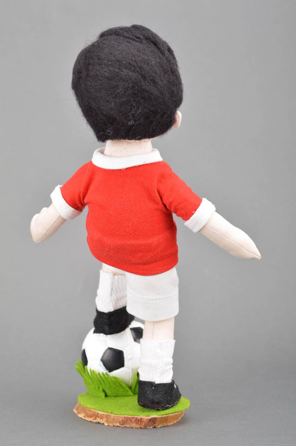 Handmade soft doll for interior made of cotton with painting Football player photo 3