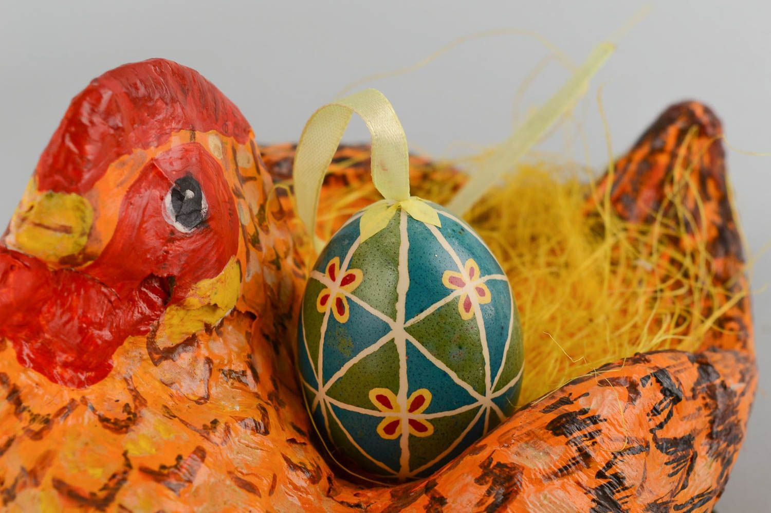 Painted Easter egg handmade beautiful egg stylish Eater decoration cute egg photo 1