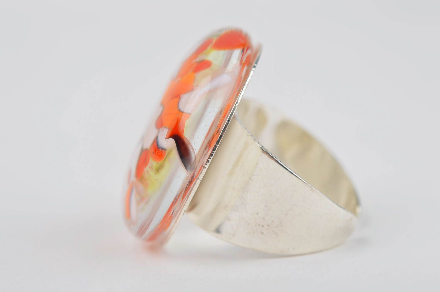 Handmade Glas Ring zart Damen Modeschmuck Accessoire für Frauen orange Fusing foto 2