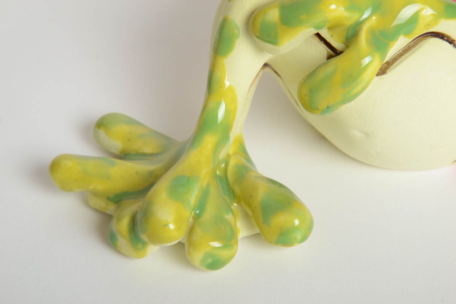 Handmade Deko Dekofigur Frosch ausgefallenes Geschenk Keramik Tischdeko Idee  foto 2