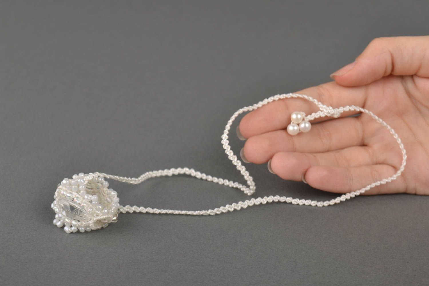Handmade pendant designer ring unusual accessory macrame jewelry gift for girls photo 5