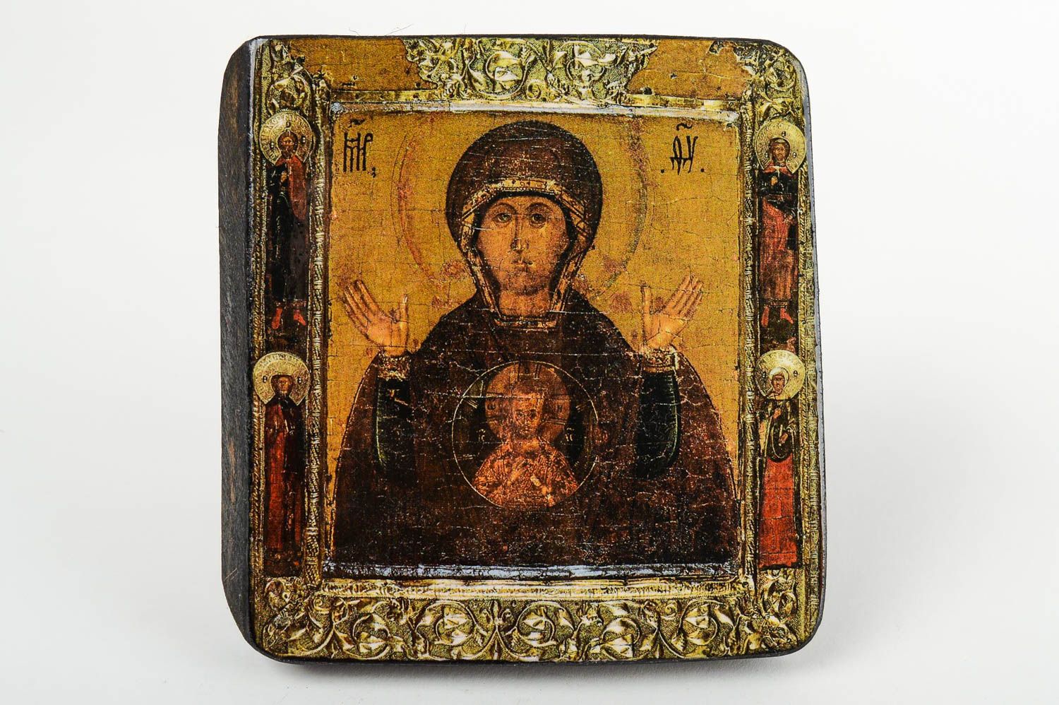 Icono ortodoxo hecho a mano imagen de Virgen María icono de madera repujado foto 4
