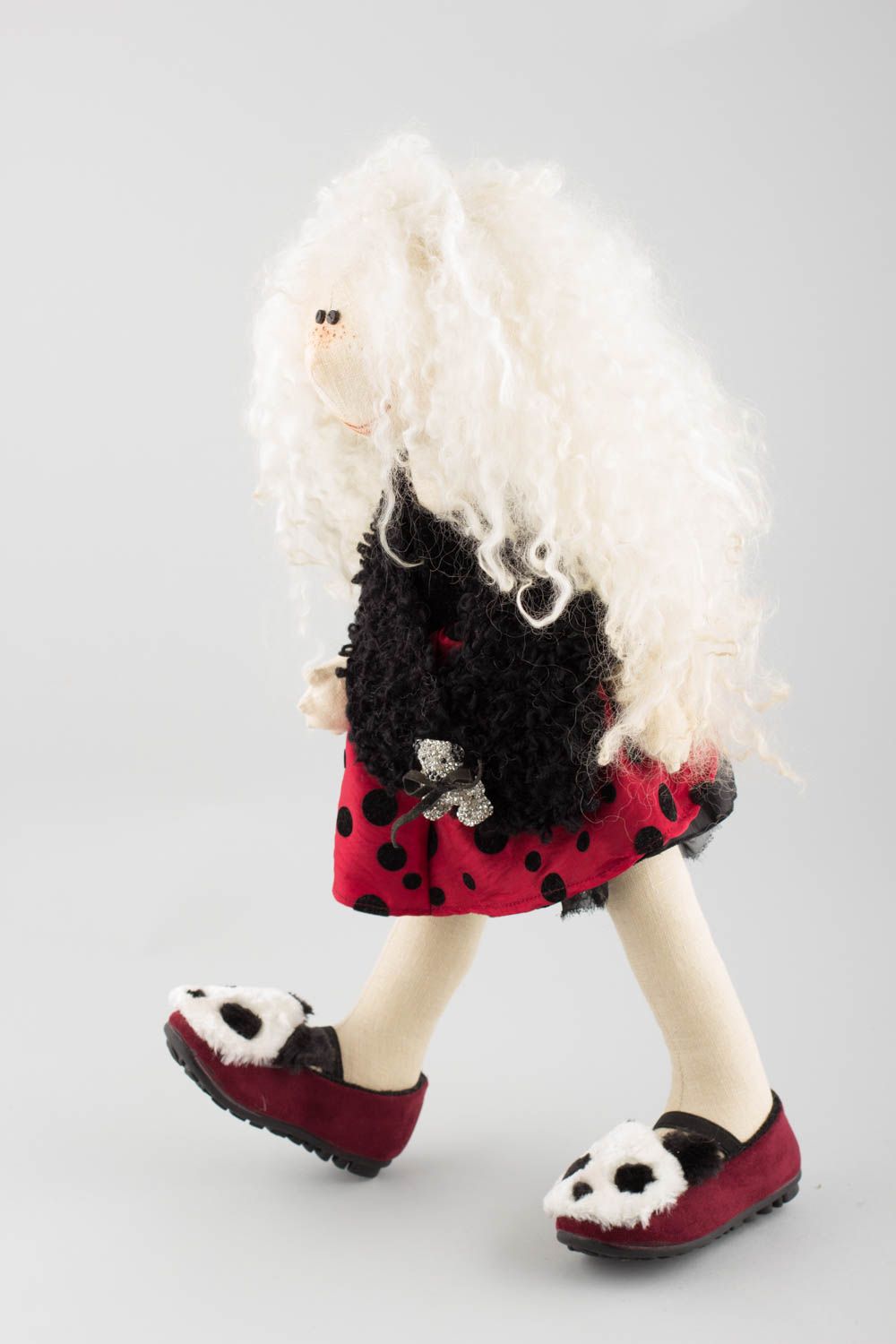 Schöne künstlerische Puppe für Mädchen handmade drollig aus Leinen originell foto 3
