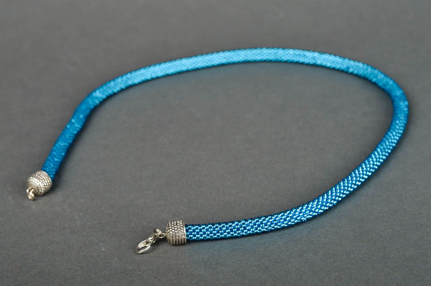 Handmade beautiful necklace blue beaded necklace female evening jewelry photo 2