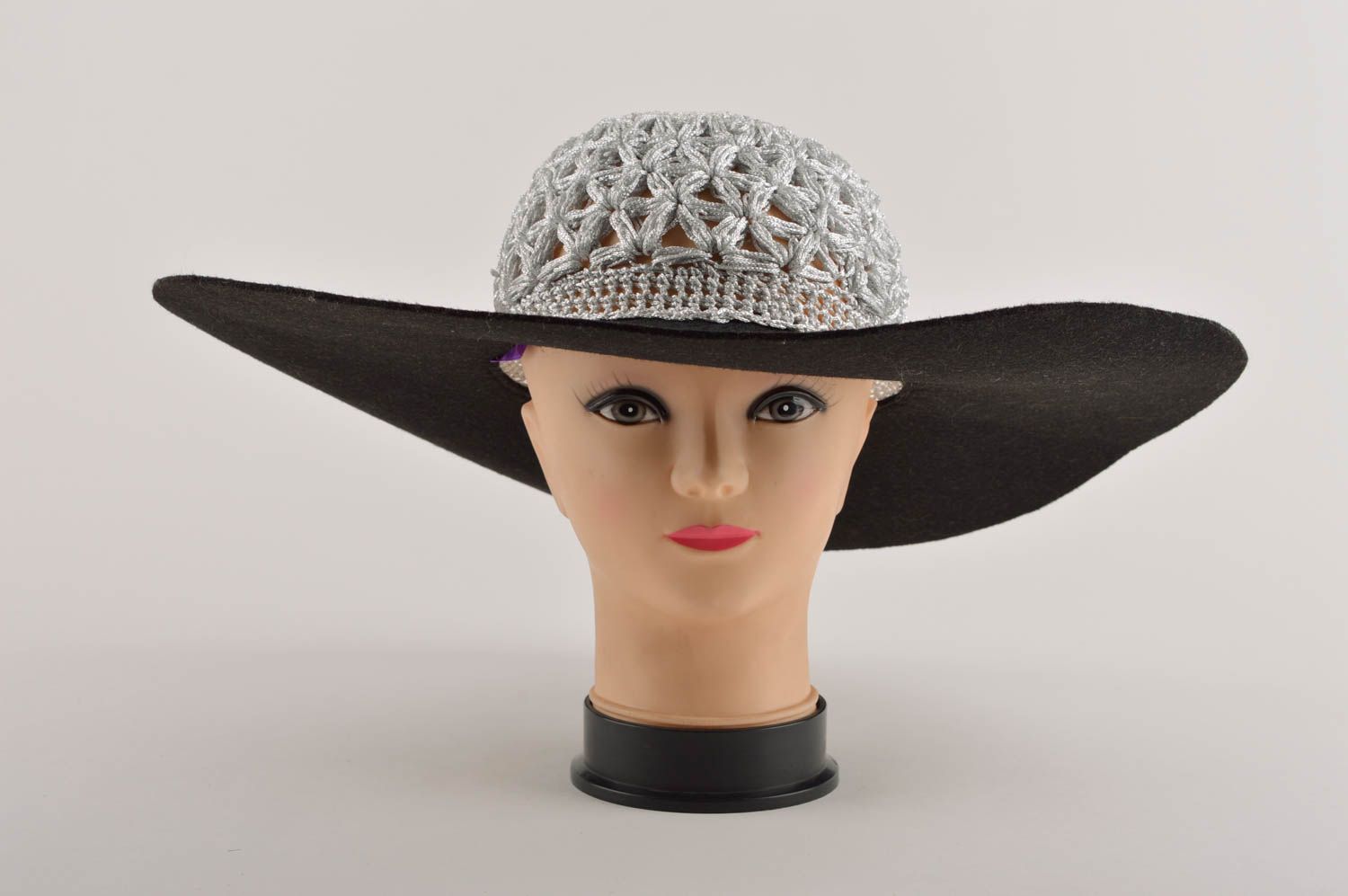Handmade gehäkelter Hut Kopfbedeckung Damen Designer Hut für Sommer ausgefallen foto 3