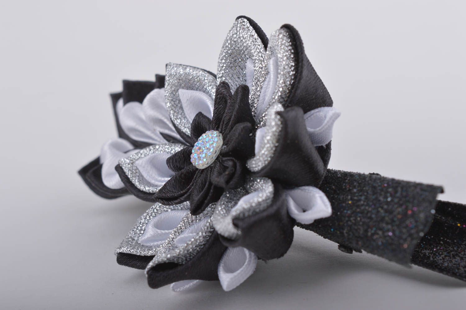 Stylish handmade textile barrette flower hair clip flowers in hair small gifts photo 2
