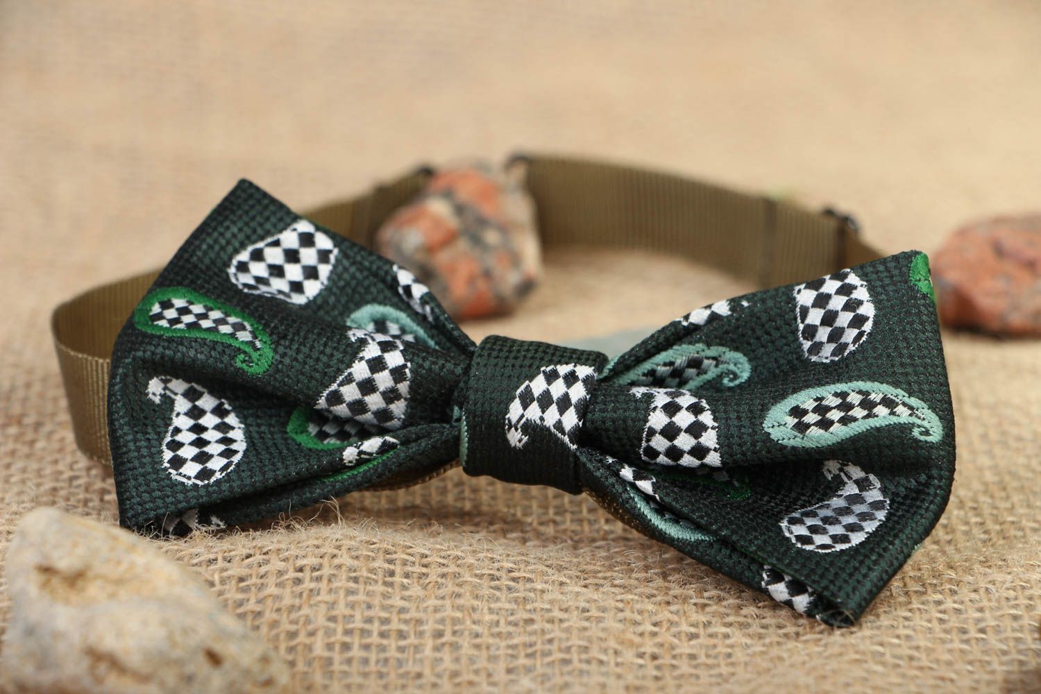 Текстильный галстук-бабочка с принтом фото 4