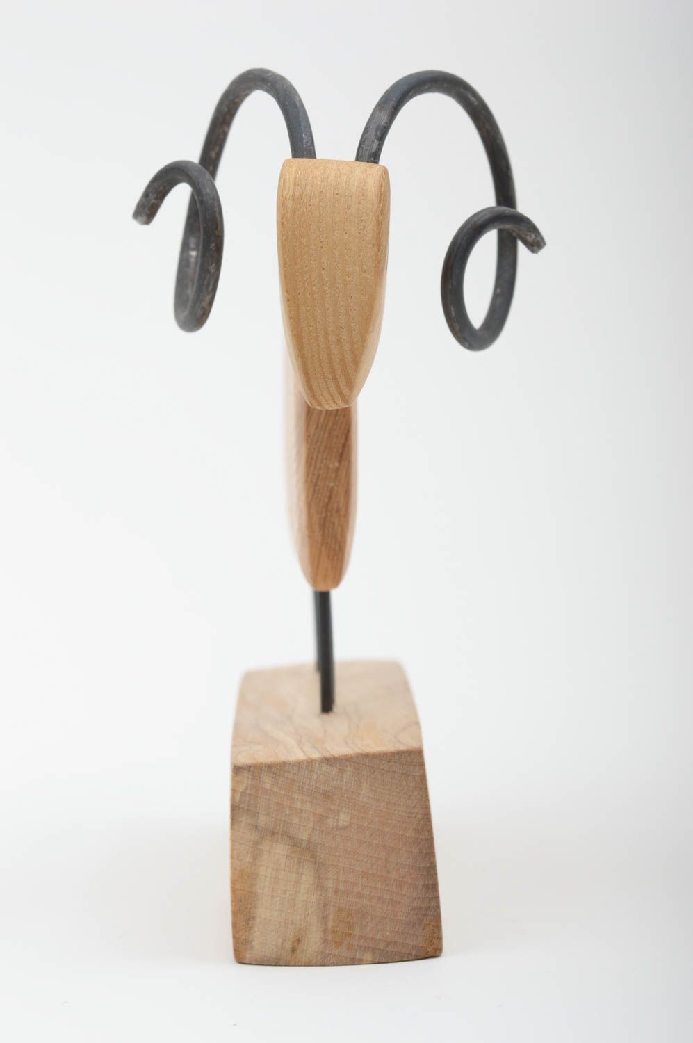 Tier Statue handmade Widder Holz Figur Deko Ideen Haus Geschenk für Freund foto 2